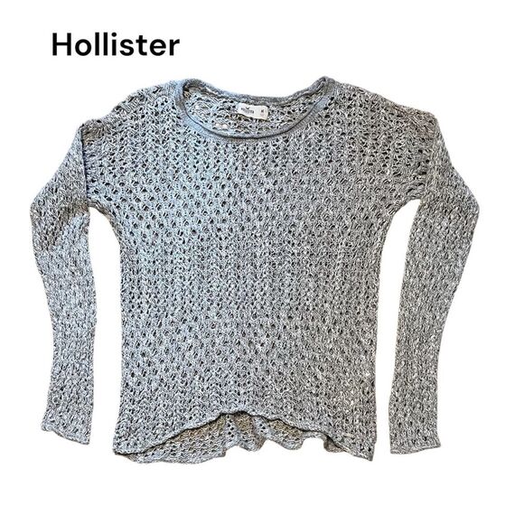 NWOT Hollister Light Gray Open-Knit Top M - Picture 7 of 13